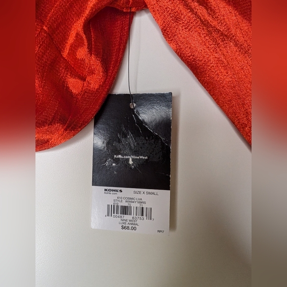 NWT Nine West XS Womens Red Long Sleeve Dress 'Luxe Animal' - Picture 8 of 13